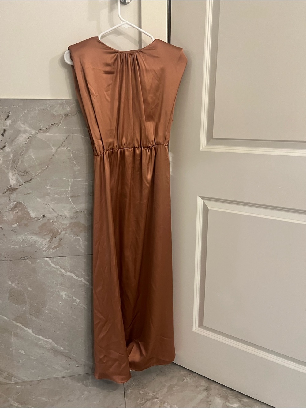 ASOS Satin Midi Dress in Rust Brown